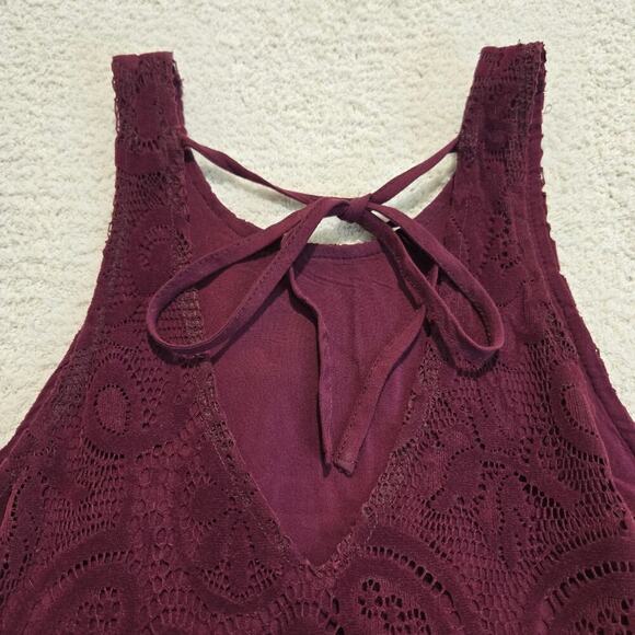 Hollister Burgundy Lace and Velvet Sleeveless Dress Size S Fairygoth - Picture 6 of 11